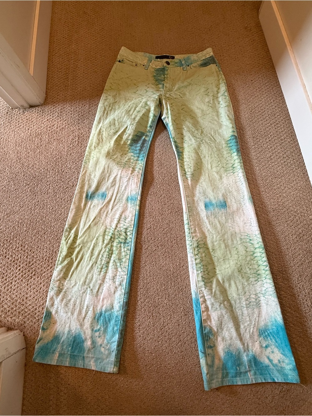 Just Cavalli Vintage Y2K Tie Dye Low Rise Flare Jeans 26/27